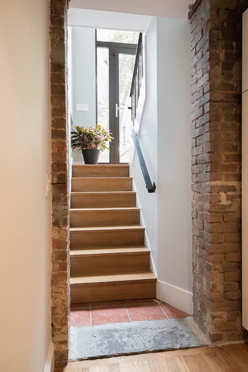 Bill Penner Fort Greene townhouse rear stair from garden level to patio landing