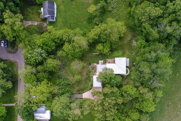 Bill Penner Architect House Gambier, OH aerial view of house