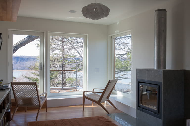 Bill Penner Riverdale house 2nd floor family room and view of Hudson River
