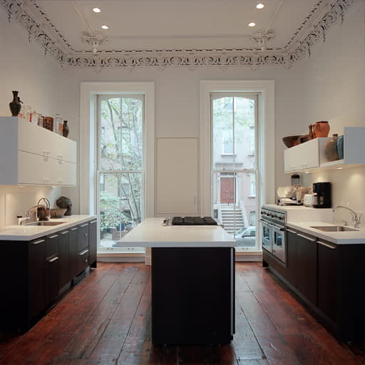 Bill Penner Brooklyn townhouse kitchen design parlor level